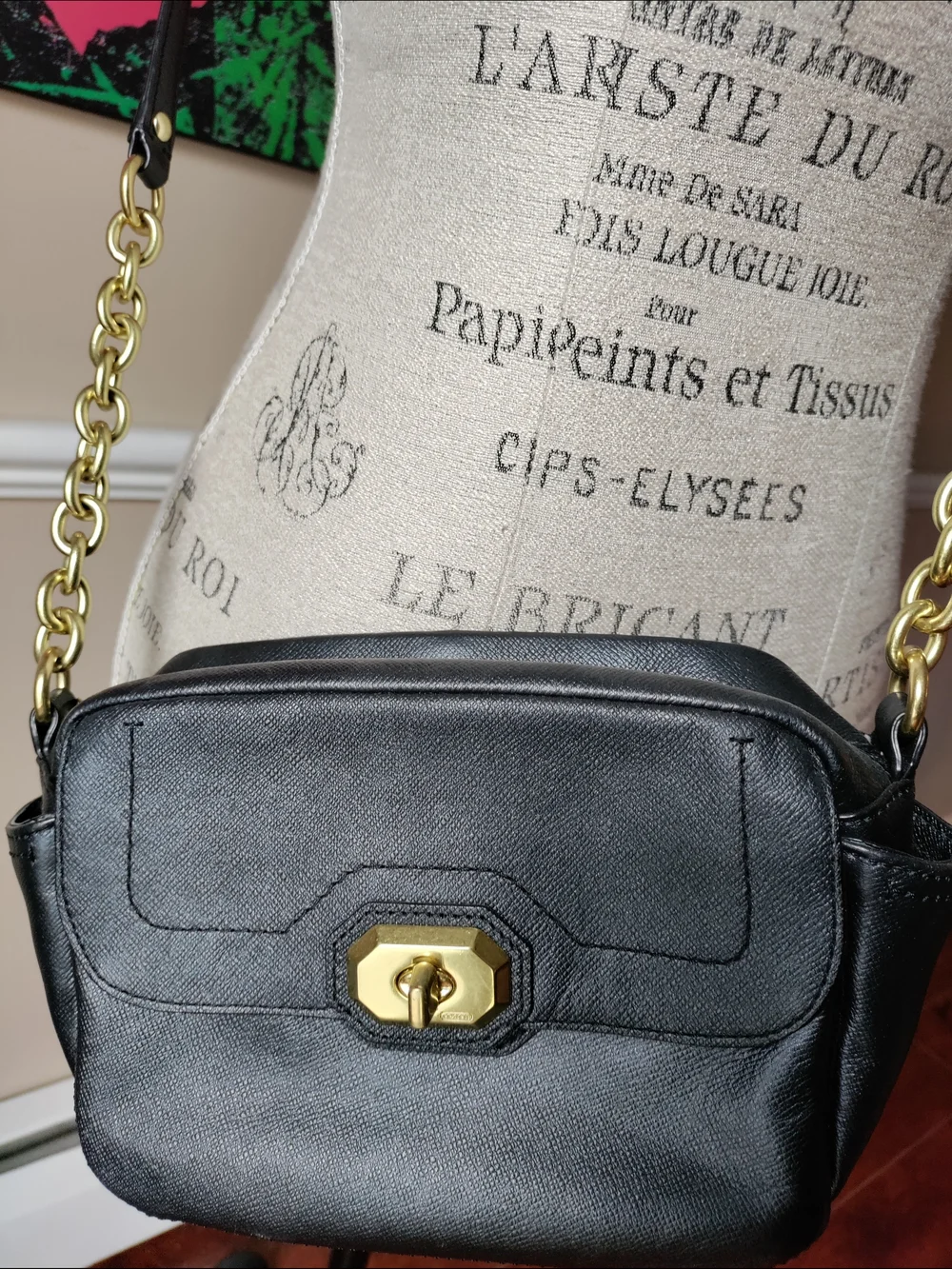 NWOT Coach F24843 Campbell Turnlock Black Leather Camera Bag